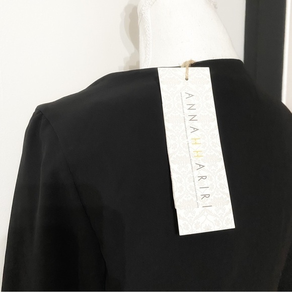 NWT ANNAH HARIRI BLACK GYPSY MODEST FLORAL BELTED BUTTON FRONT MAXI DRESS - 8 - Picture 7 of 12